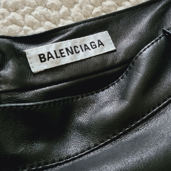 BALENCIAGA Black Leather High Waisted Midi Skirt FR 36 US 4 S Org $2,450 - Picture 9 of 16